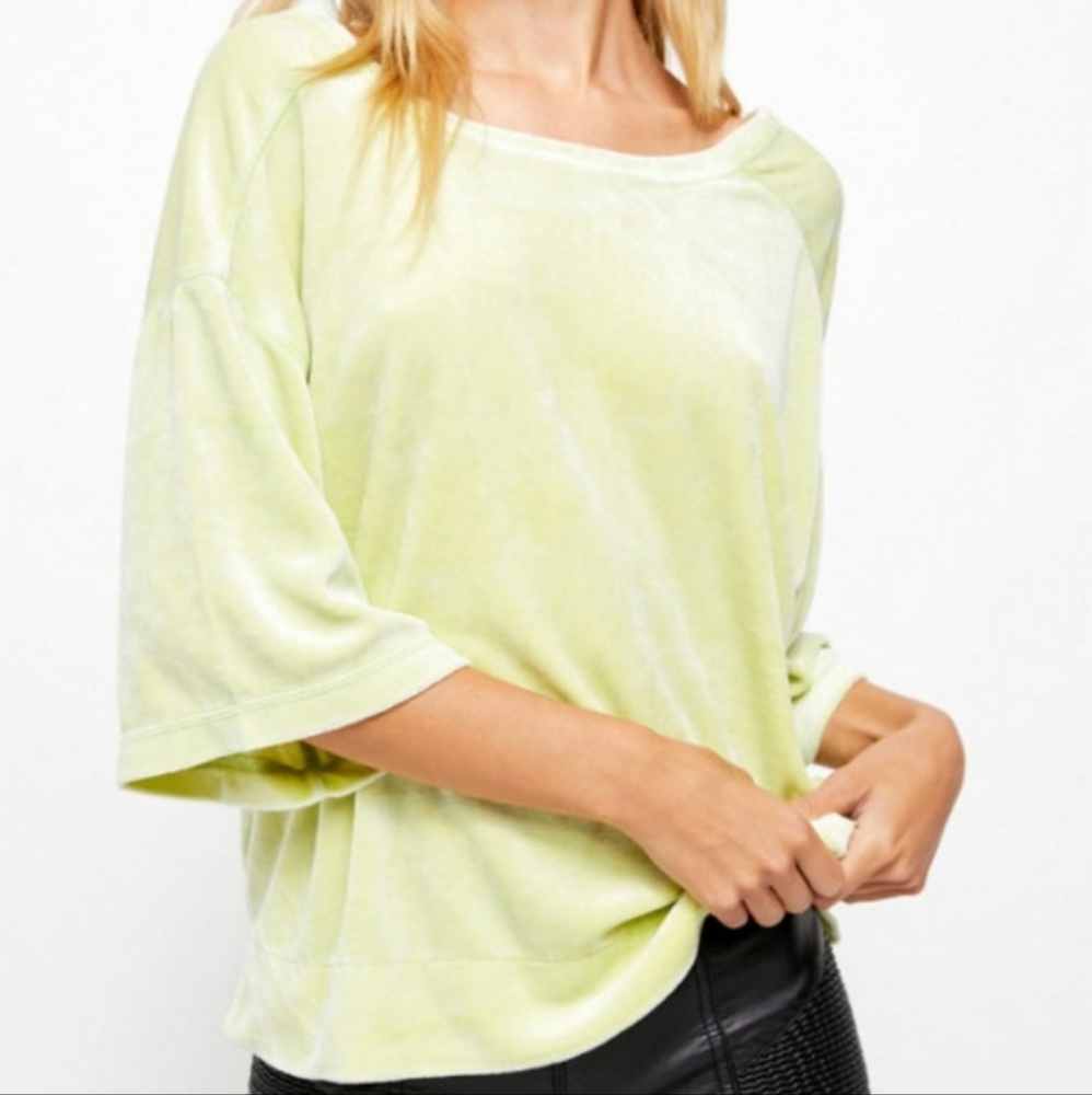59. NWOT We The Free Valerie velvet lime green crop top